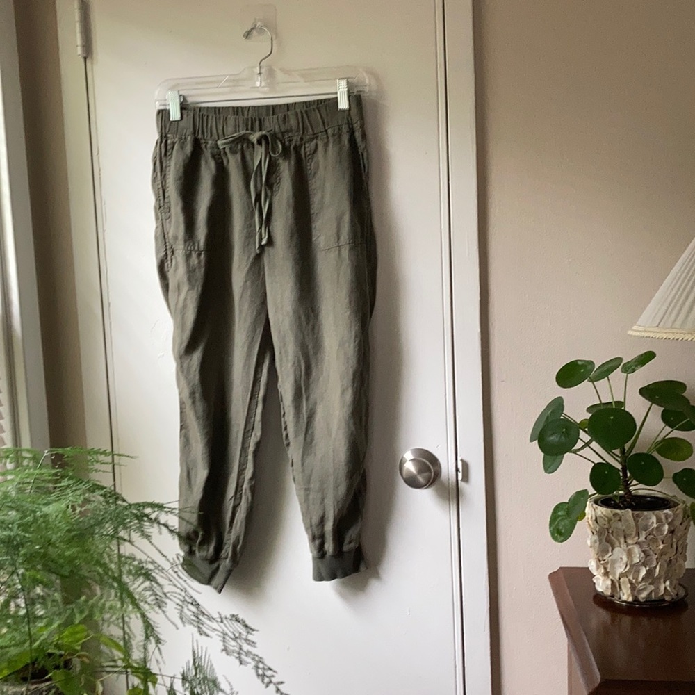 Olive Green Drawstring Jogger Pants - Women
